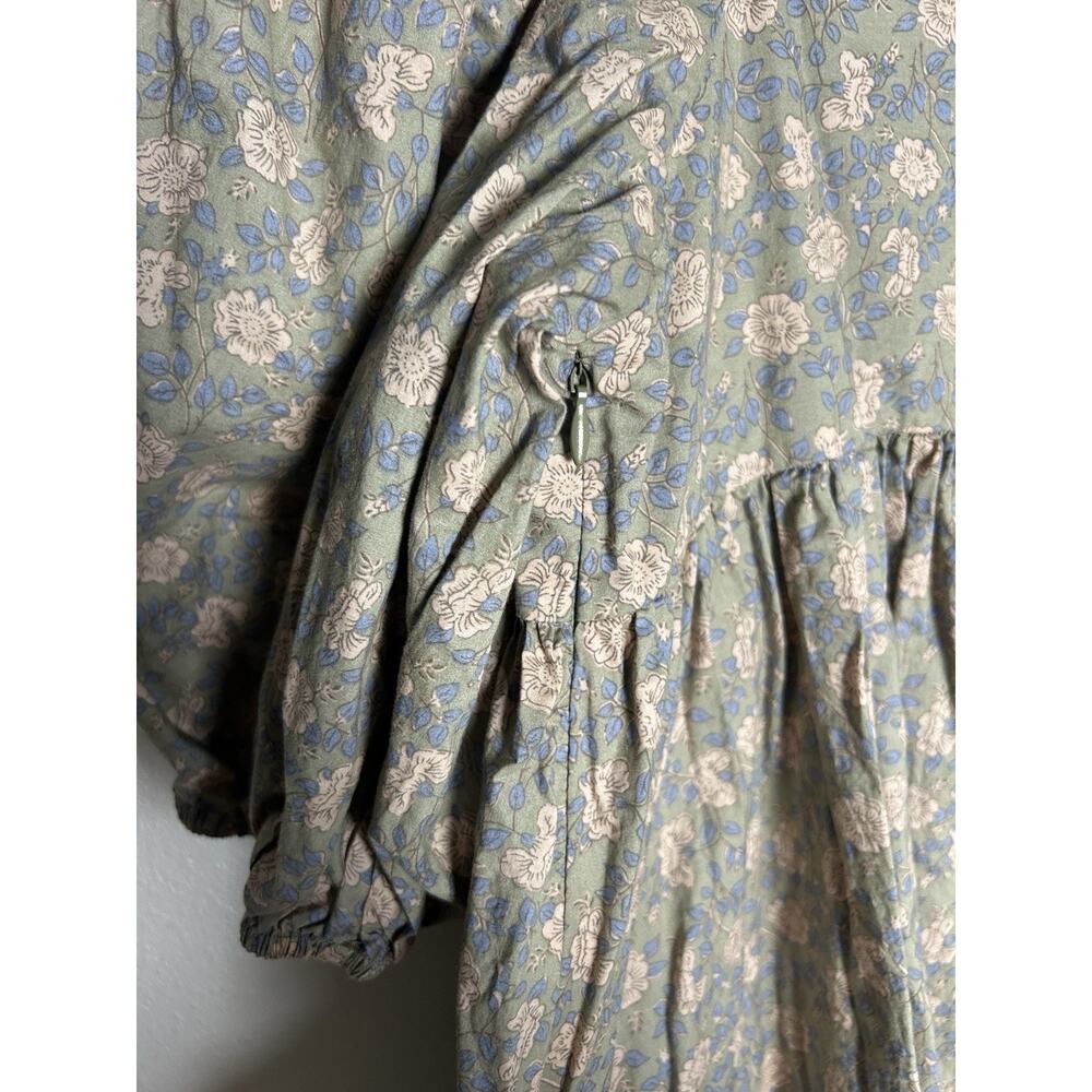 Talula Floral Puff-Sleeve Mini Dress in Olive - Picture 4 of 6